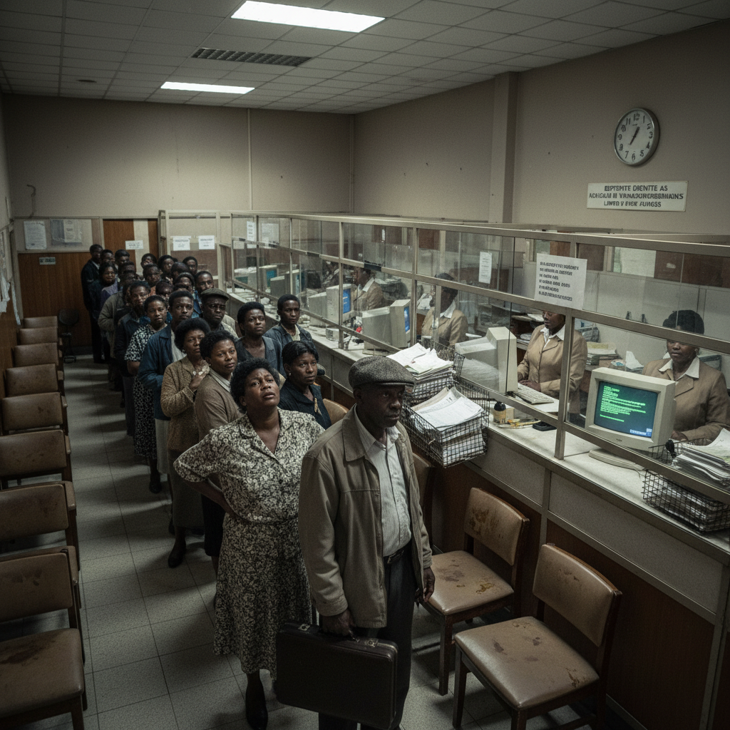 A futuristic skyline with connected icons representing the interconnected future of embedded finance South Africa.